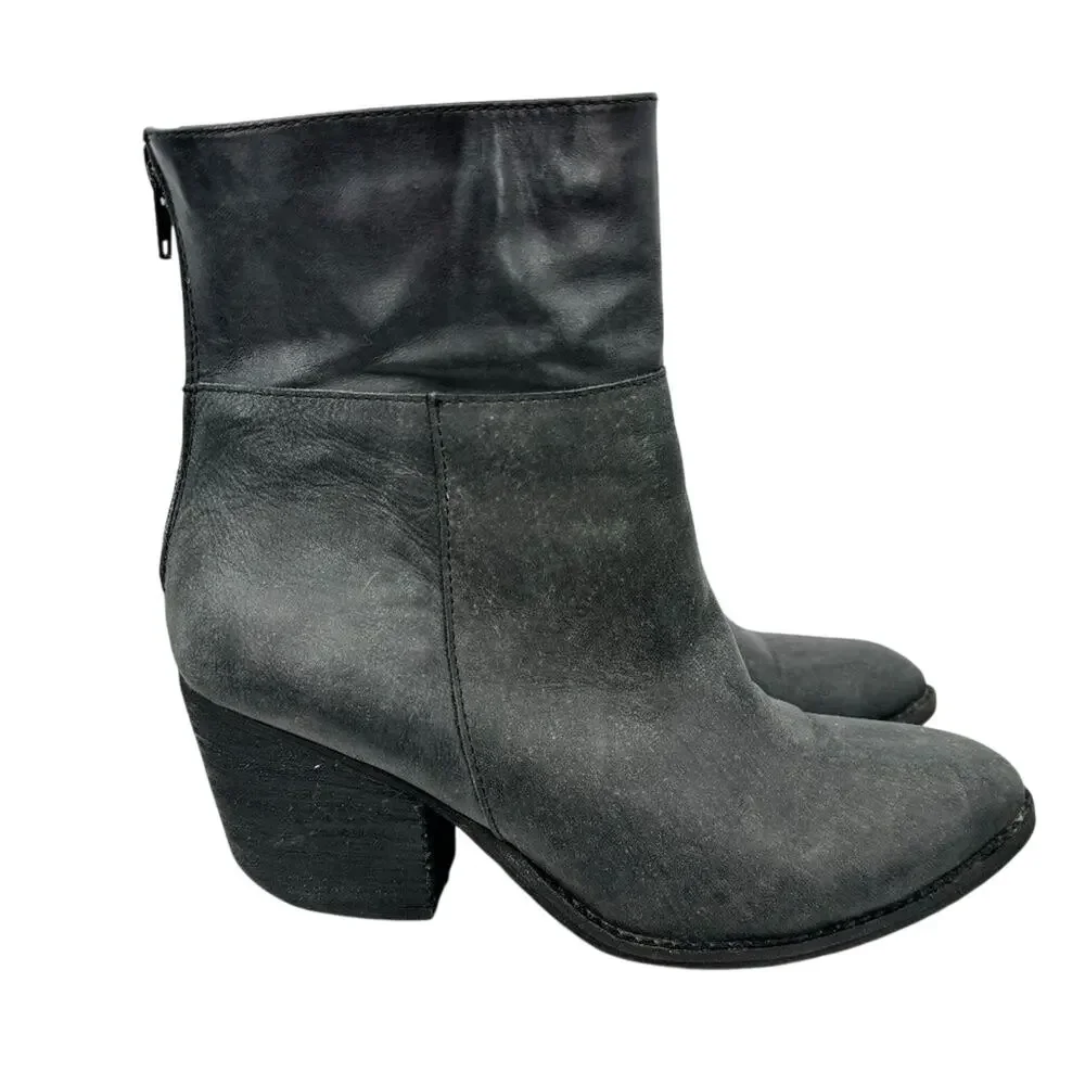 Jeffrey Campbell Rosmore gray nubuck leather zip ankle boots 7.5